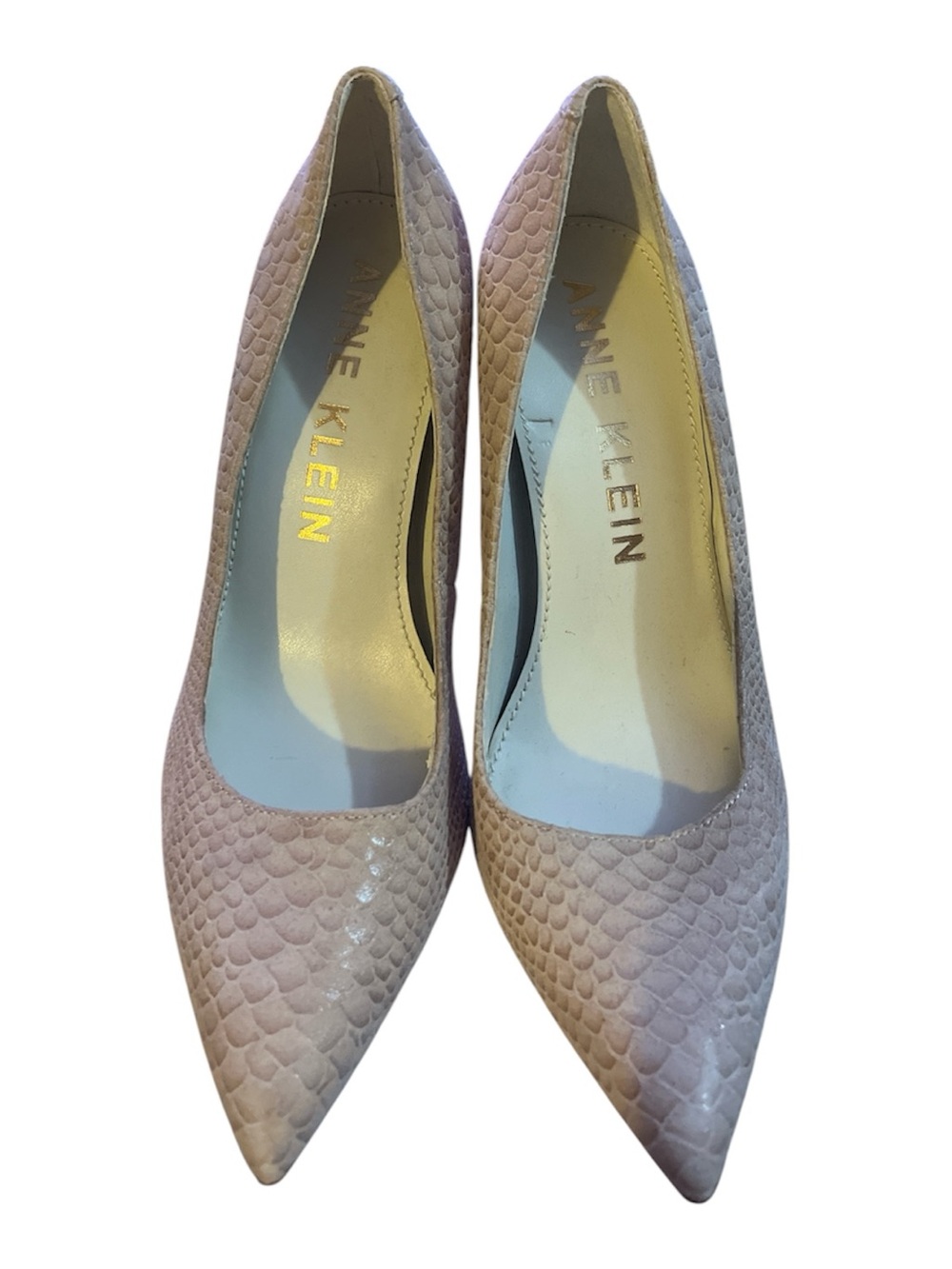 Anne Klein Pale Blush Textured Pointed-Toe Pumps